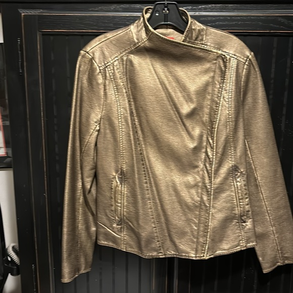 GOLD/BRONZE FAUX LEATHER JACKET - Picture 3 of 7